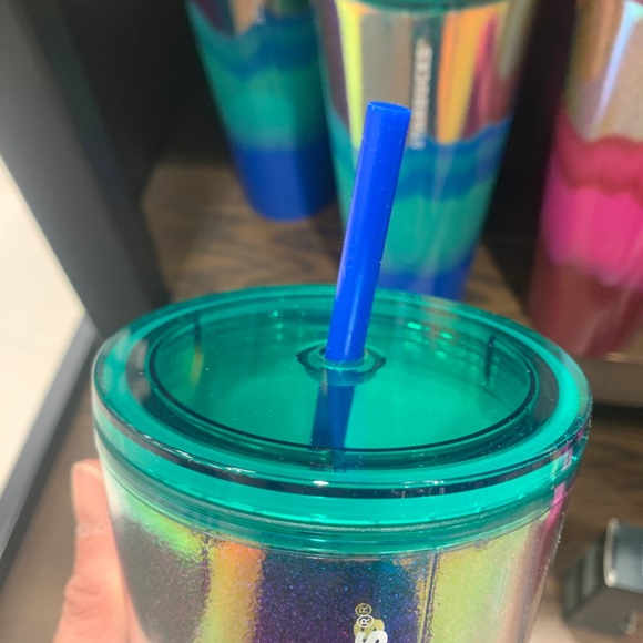 Starbucks Ombre Mint Gold Glitter Wave Tumbler Cup 24oz High Polished NWT 2022 - Picture 7 of 11